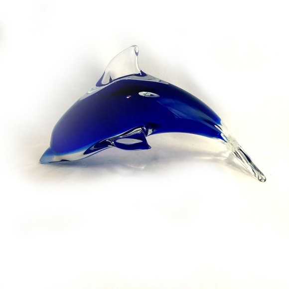 Exquisite Glass Decor Accents Hand Blown Art Glass Dolphin Figurine